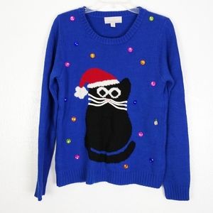 Holiday Kitty Cat | Pullover Sweater L